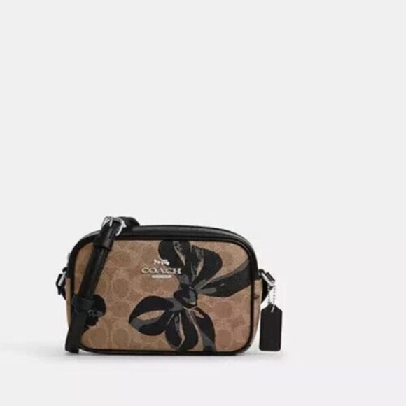 NWT COACH CY778 Mini Jamie Camera Bag in Signature Canvas & Leather w Bow Print - Picture 1 of 4